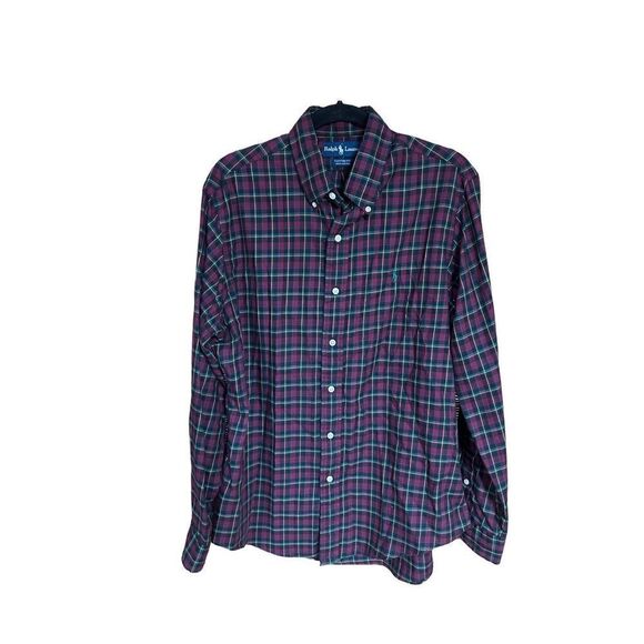 Ralph Lauren Large (L) Custom Fit 100% Cotton Plaid Long Sleeve Button Up - Picture 1 of 4
